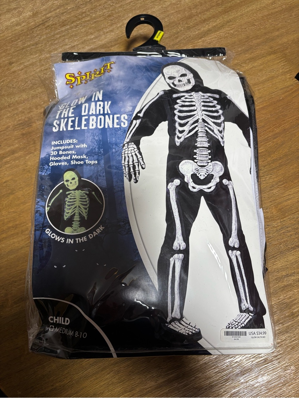 Spirit Glow-In-The-Dark Black and White Skelebones Kids Costume